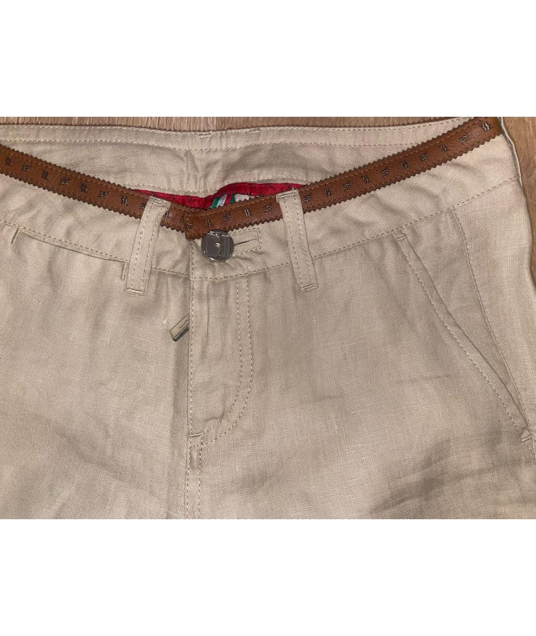 BILLIONAIRE Бежевые льняные прямые брюки, фото 8