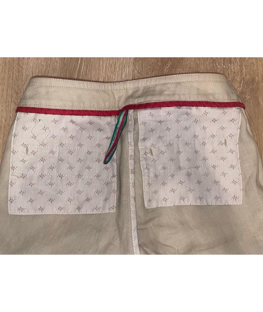 BILLIONAIRE Бежевые льняные прямые брюки, фото 4