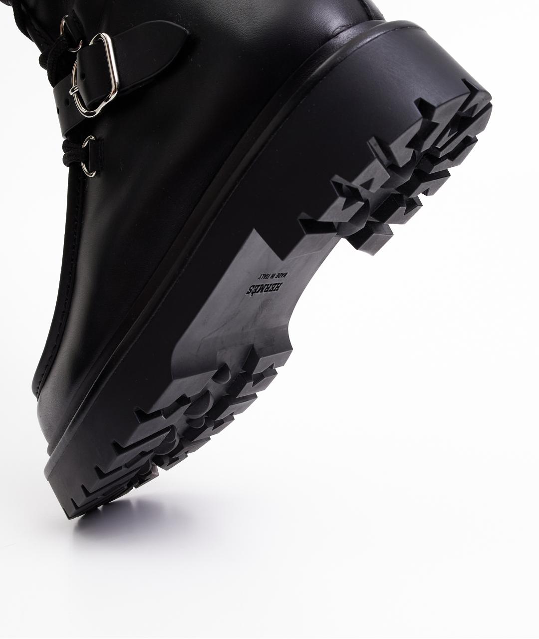 HERMES Черные кожаные сапоги, фото 6