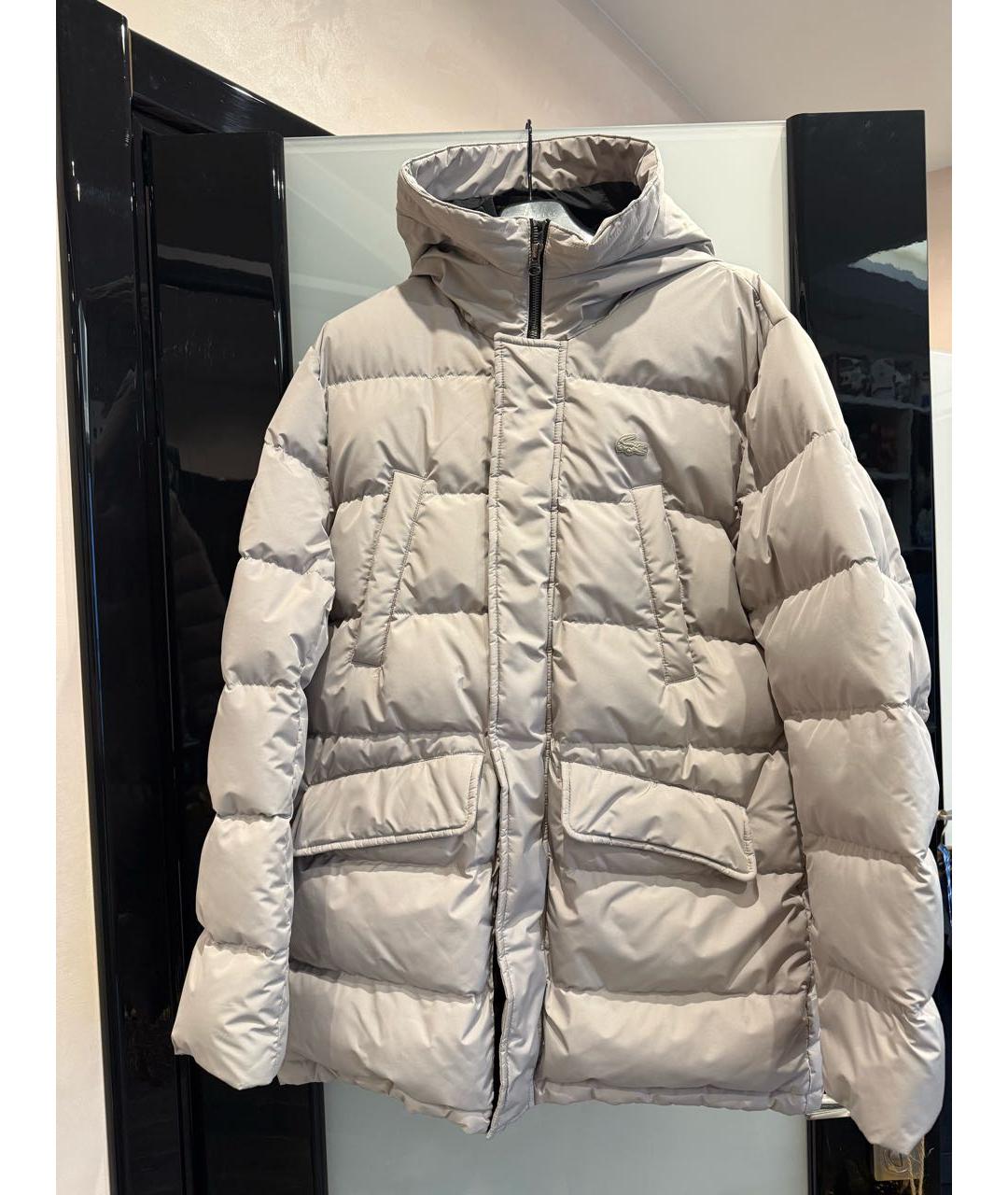 LACOSTE Бежевый полиэстеровый пуховик, фото 8