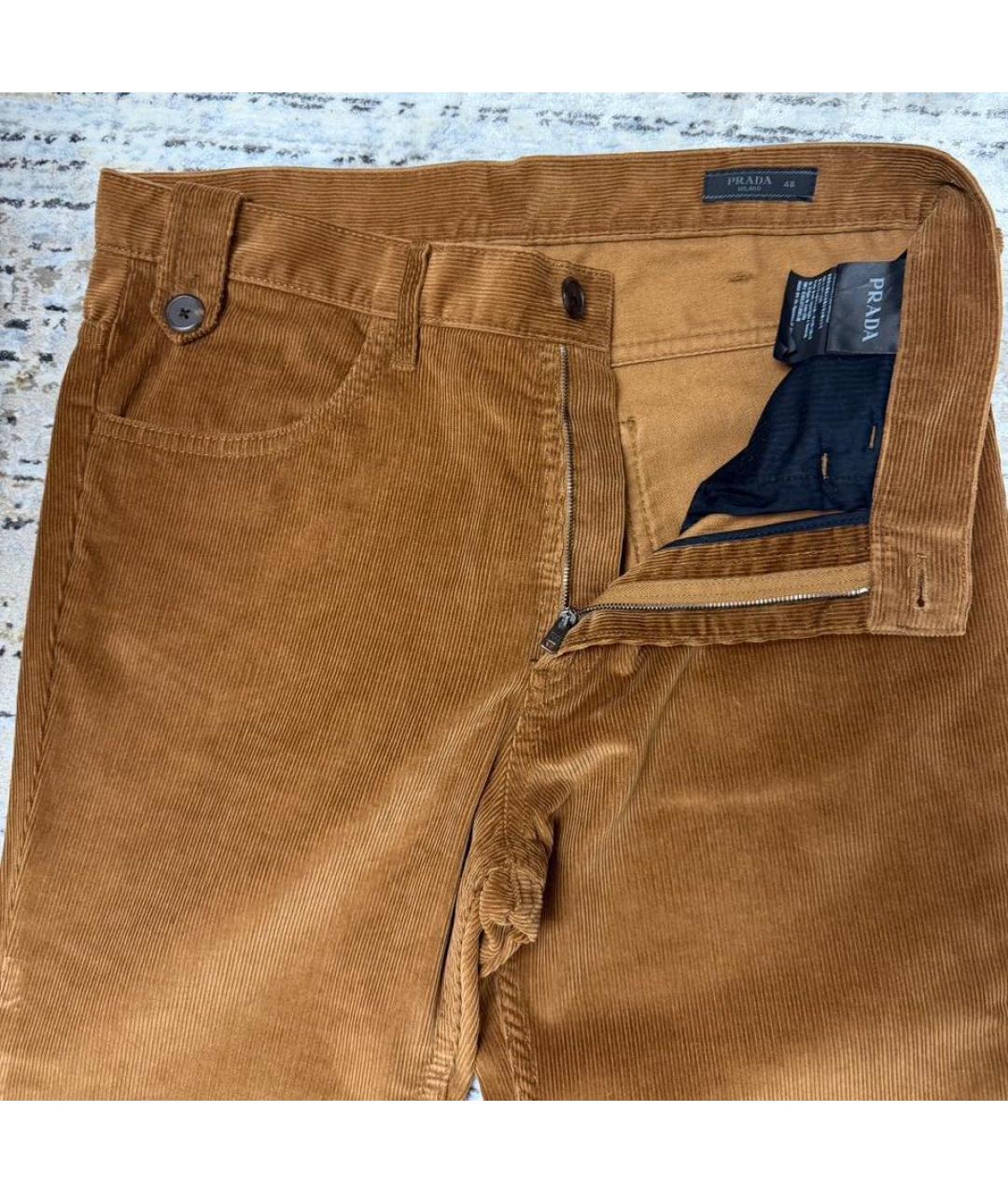 PRADA Горчичные хлопковые прямые джинсы, фото 3
