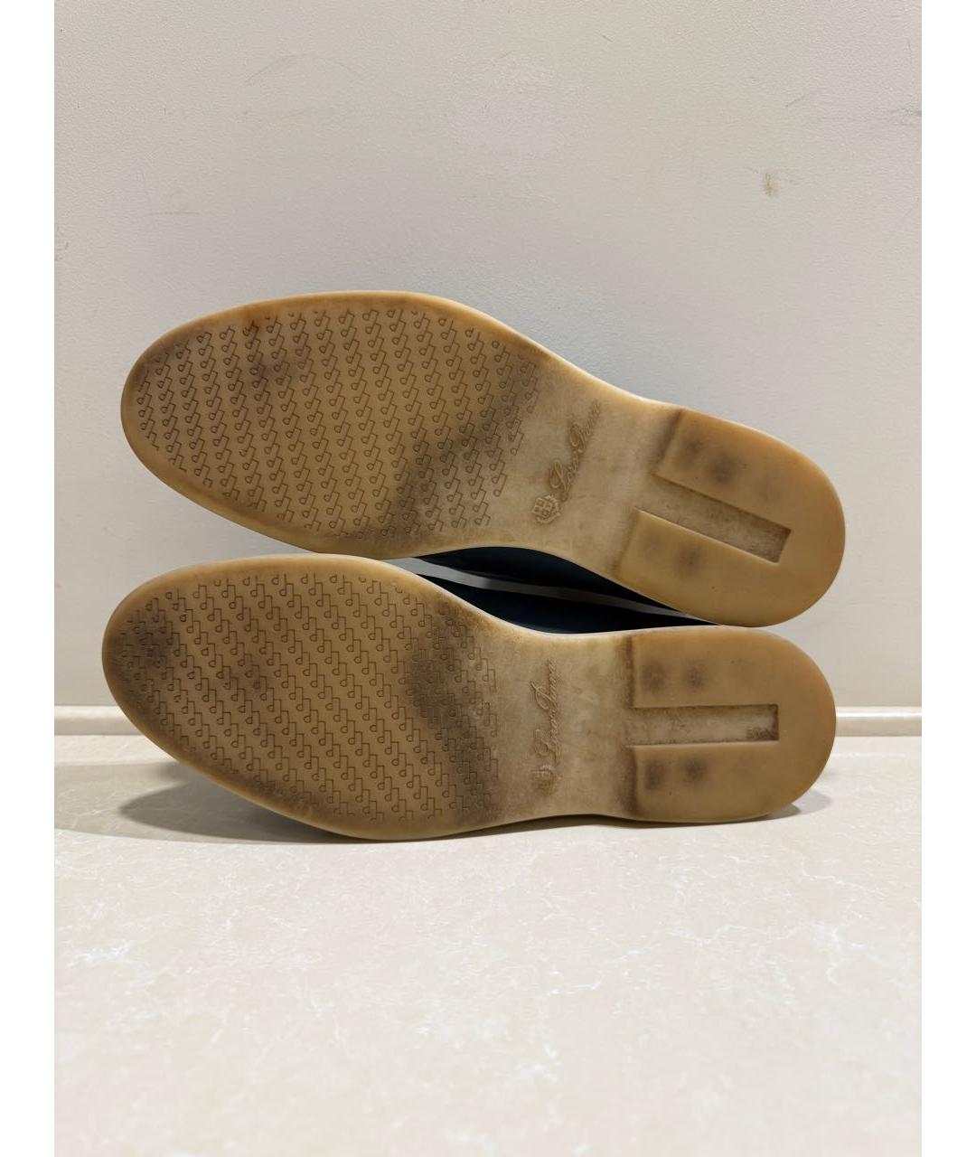 LORO PIANA Синие нубуковые низкие ботинки, фото 8