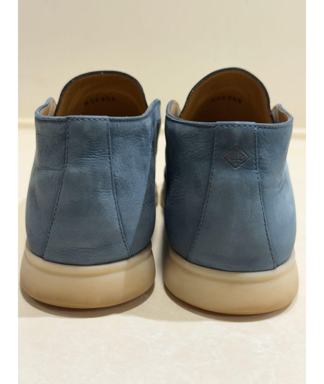 LORO PIANA Синие нубуковые низкие ботинки, фото 4