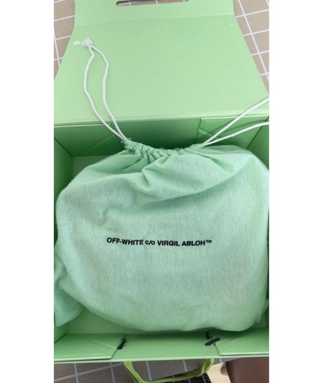 OFF-WHITE Черная кожаная сумка с короткими ручками, фото 5