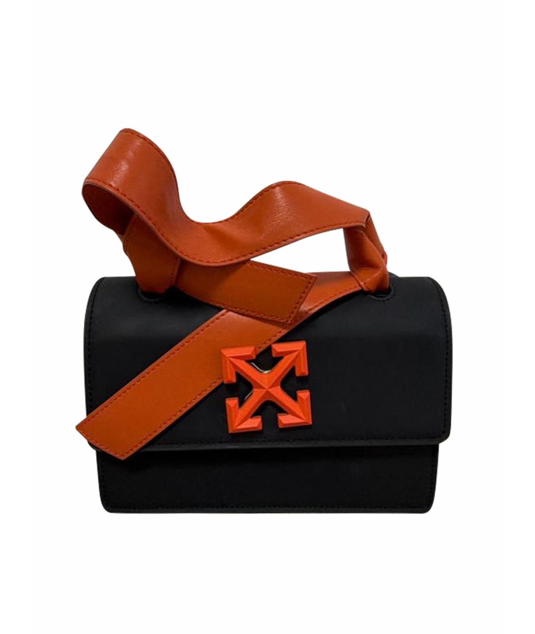 OFF-WHITE Черная кожаная сумка с короткими ручками, фото 1