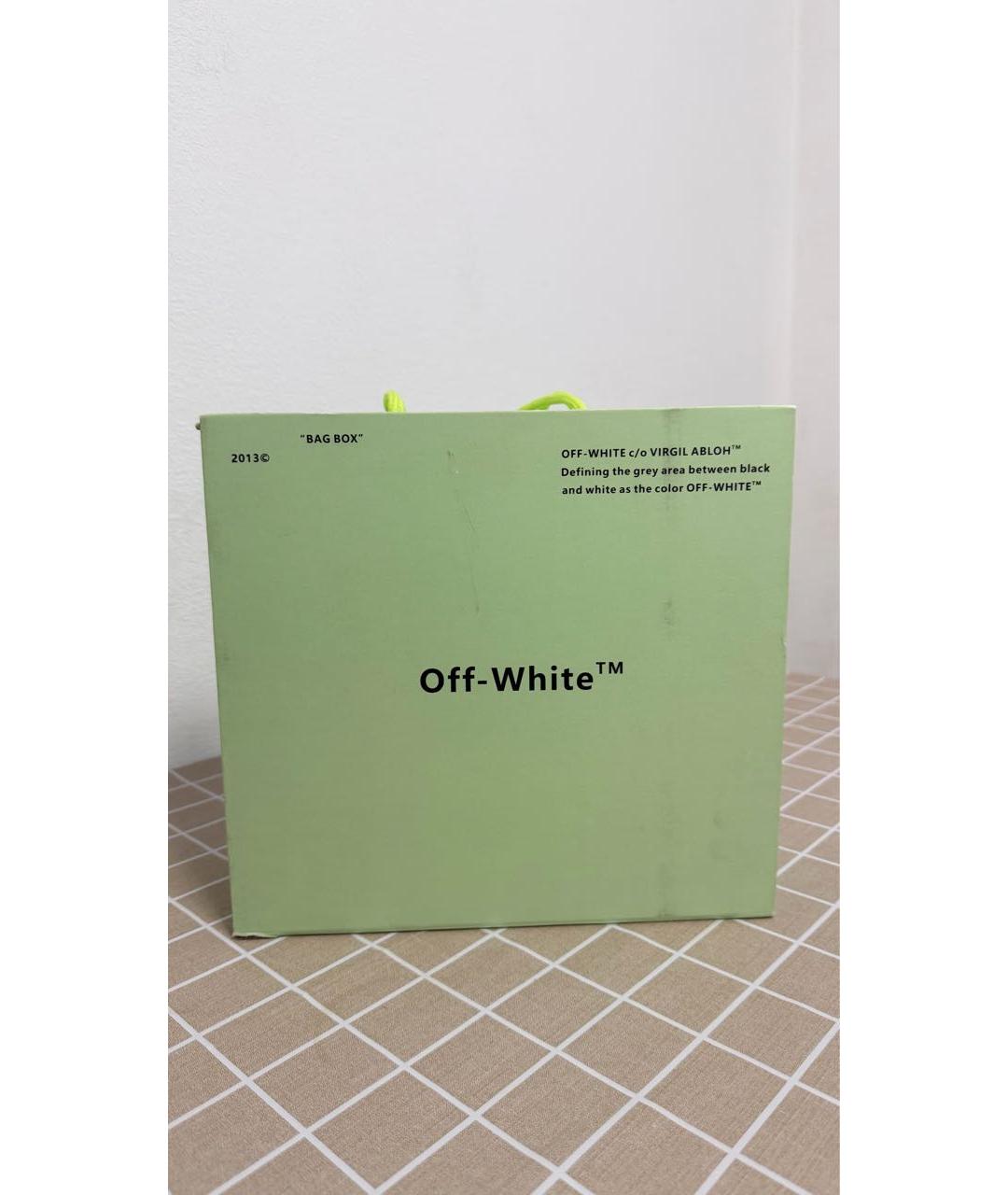 OFF-WHITE Черная кожаная сумка с короткими ручками, фото 6