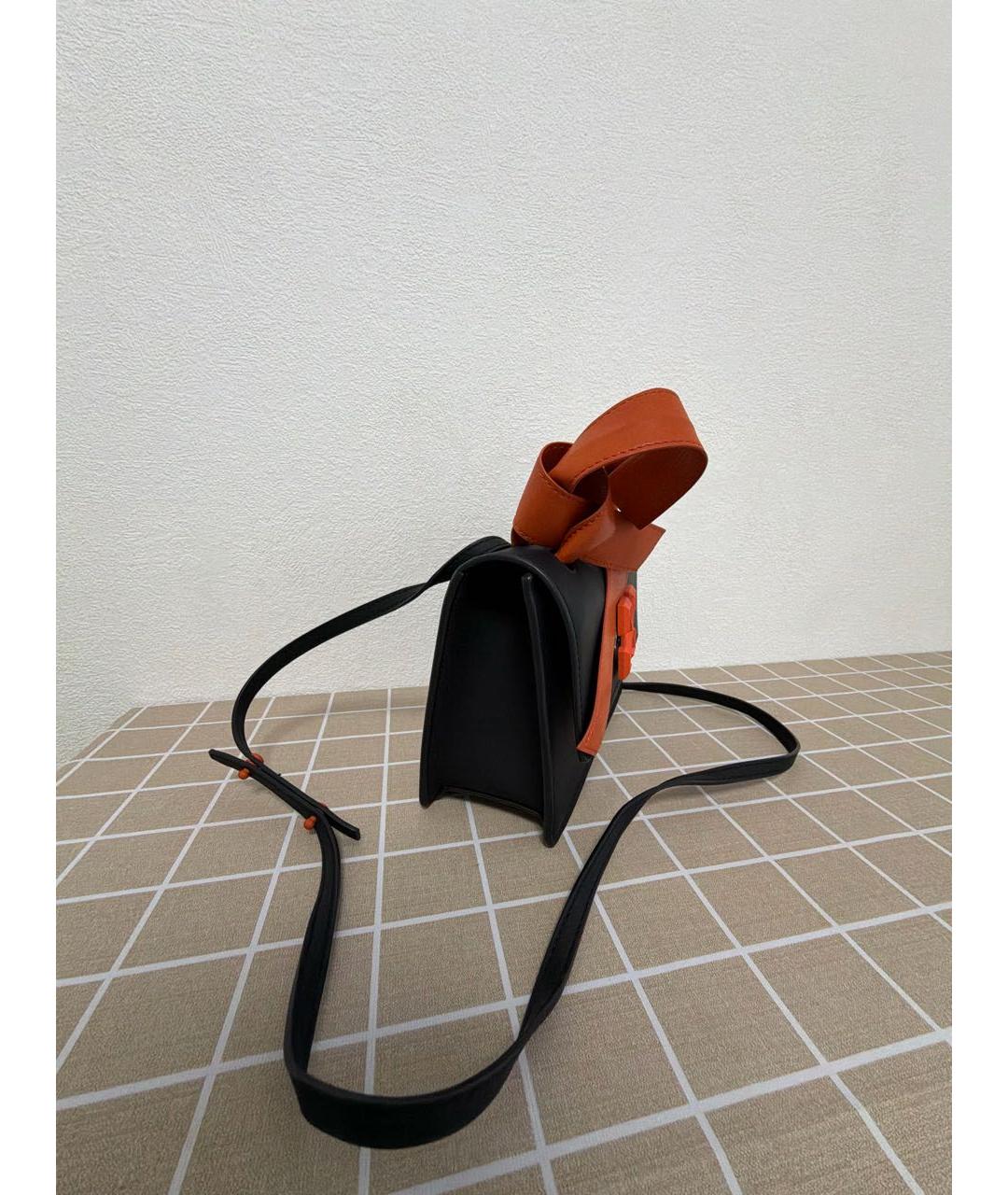 OFF-WHITE Черная кожаная сумка с короткими ручками, фото 2