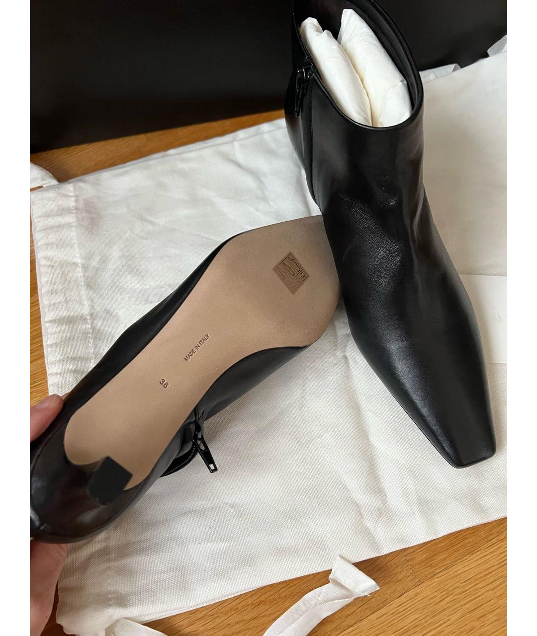 THE ROW Черные кожаные ботильоны, фото 4