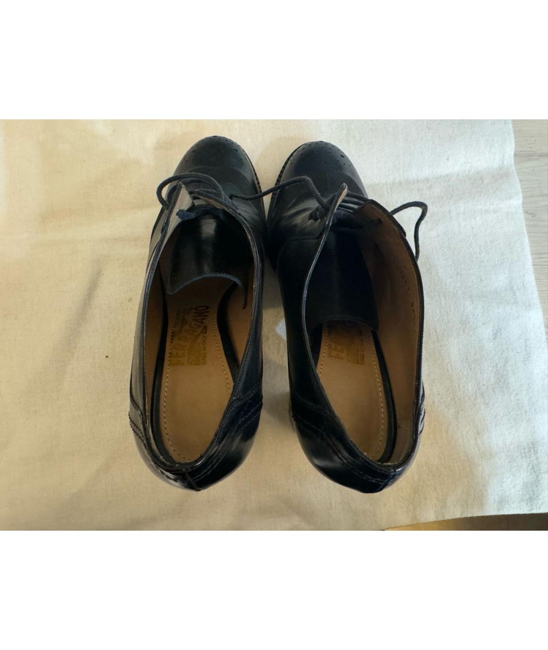 FERRAGAMO Черные кожаные ботинки, фото 3