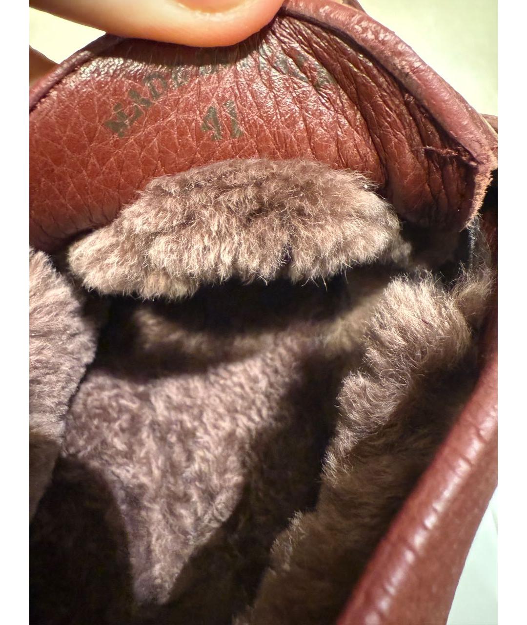 LORO PIANA Бордовые кожаные низкие ботинки, фото 8