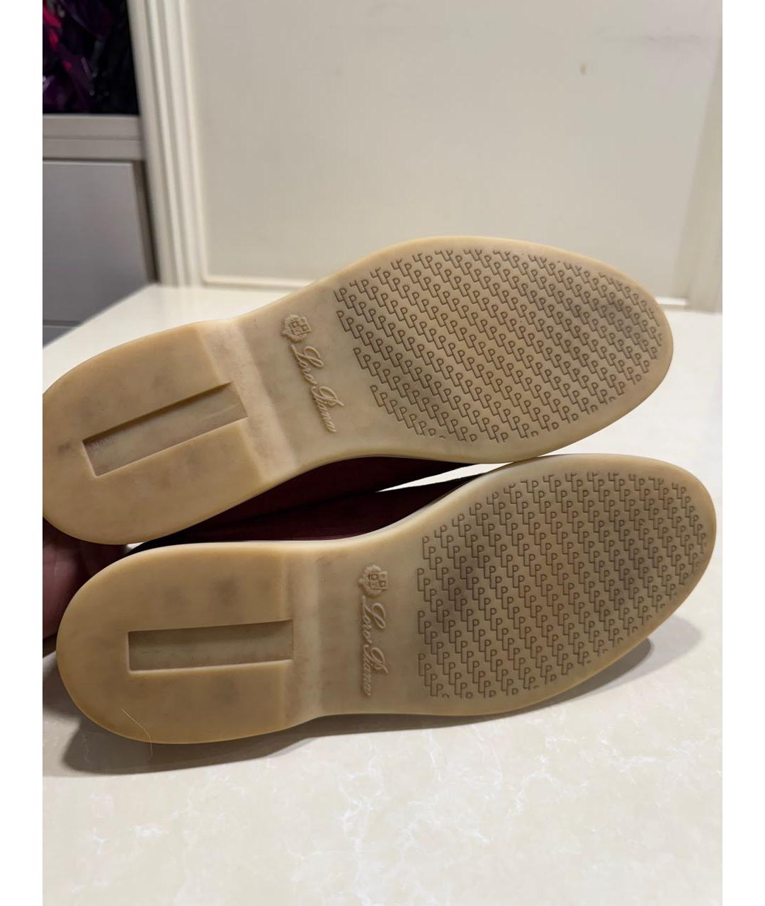 LORO PIANA Бордовые замшевые низкие ботинки, фото 5