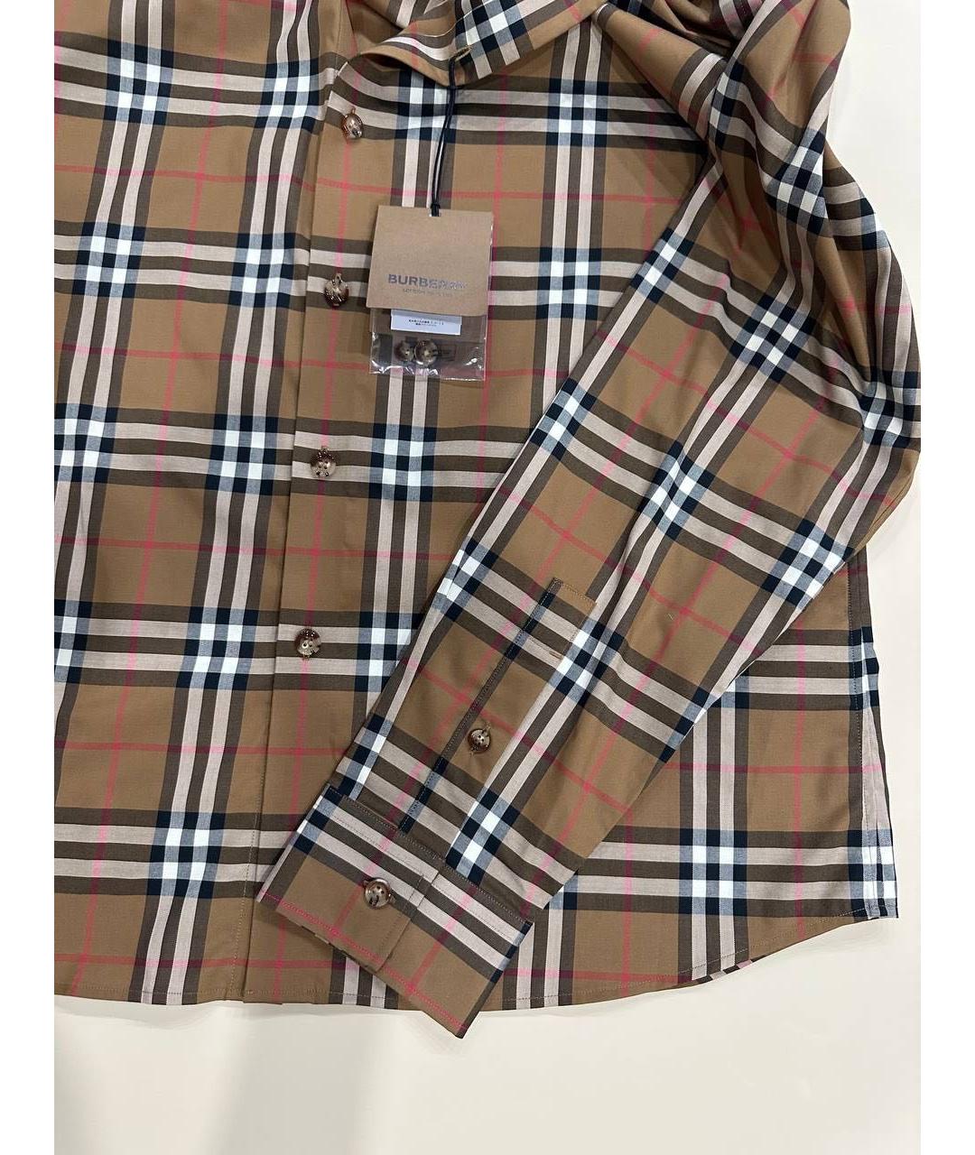 BURBERRY Бежевая хлопковая кэжуал рубашка, фото 5