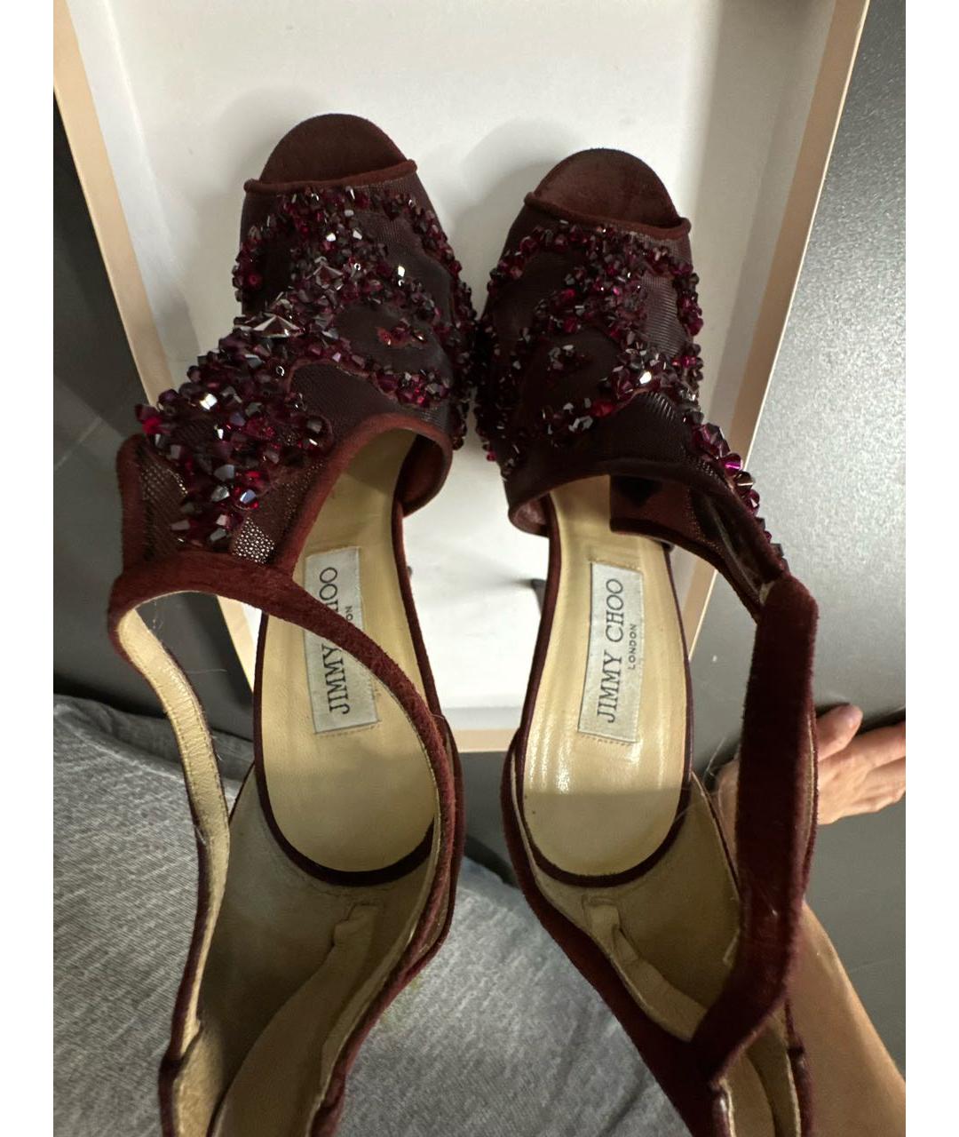 JIMMY CHOO Бордовые замшевые туфли, фото 3