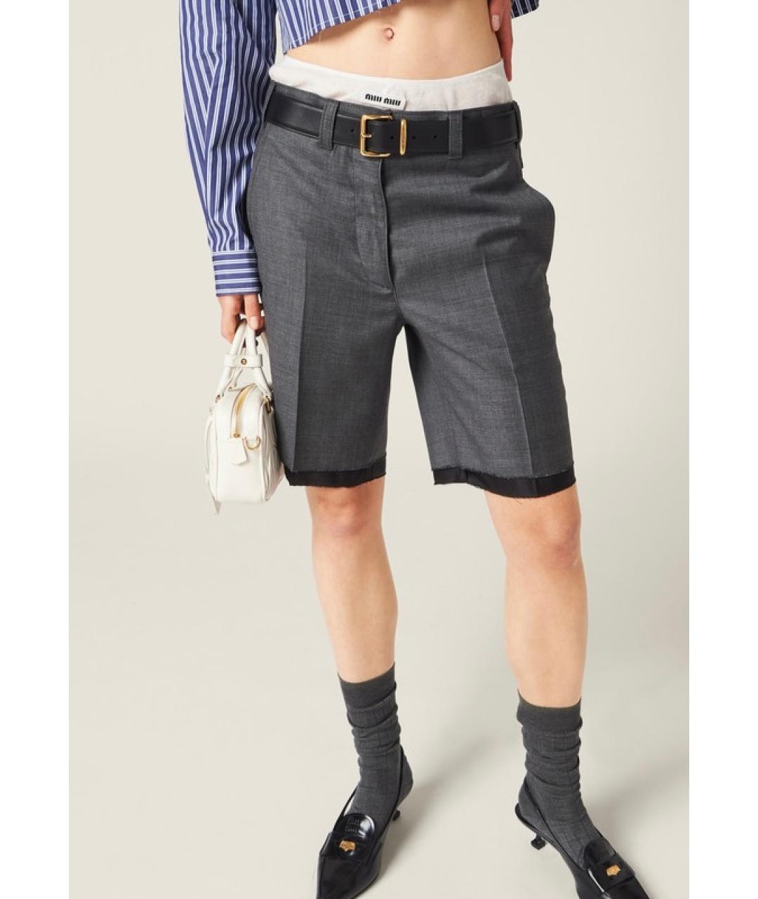 MIU MIU Серые шерстяные шорты, фото 4