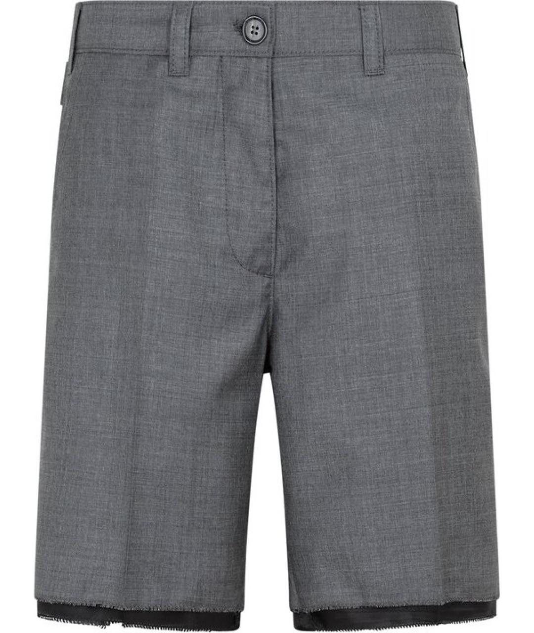 MIU MIU Серые шерстяные шорты, фото 1