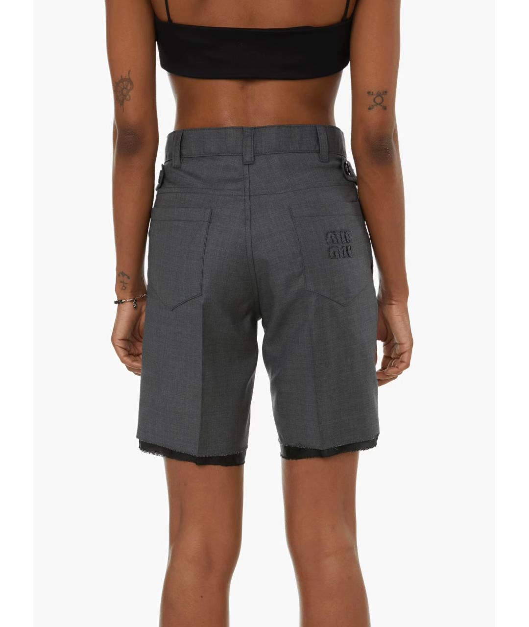 MIU MIU Серые шерстяные шорты, фото 7