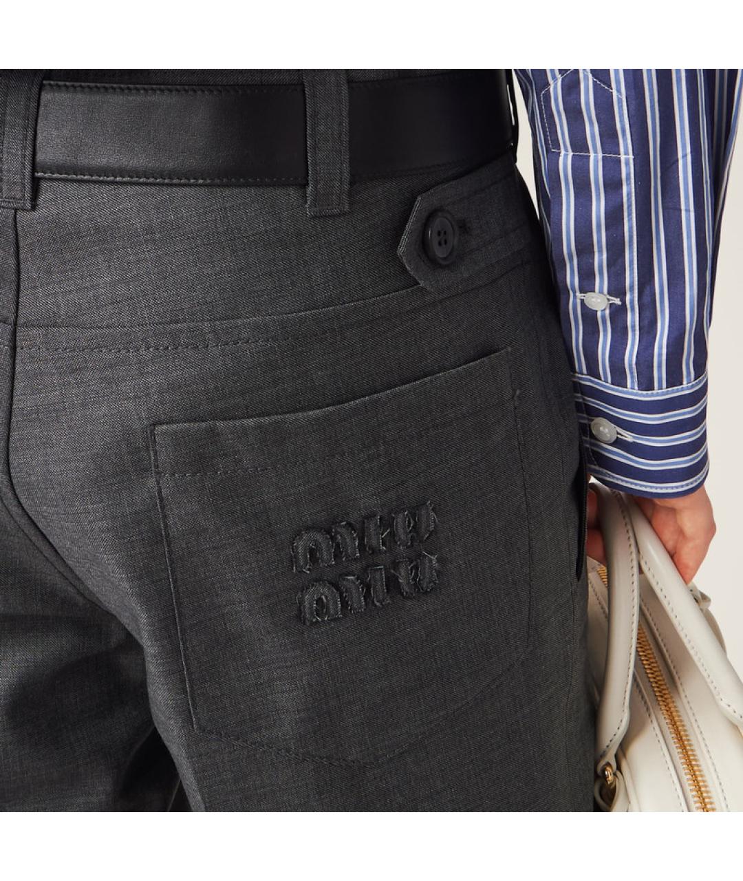 MIU MIU Серые шерстяные шорты, фото 5