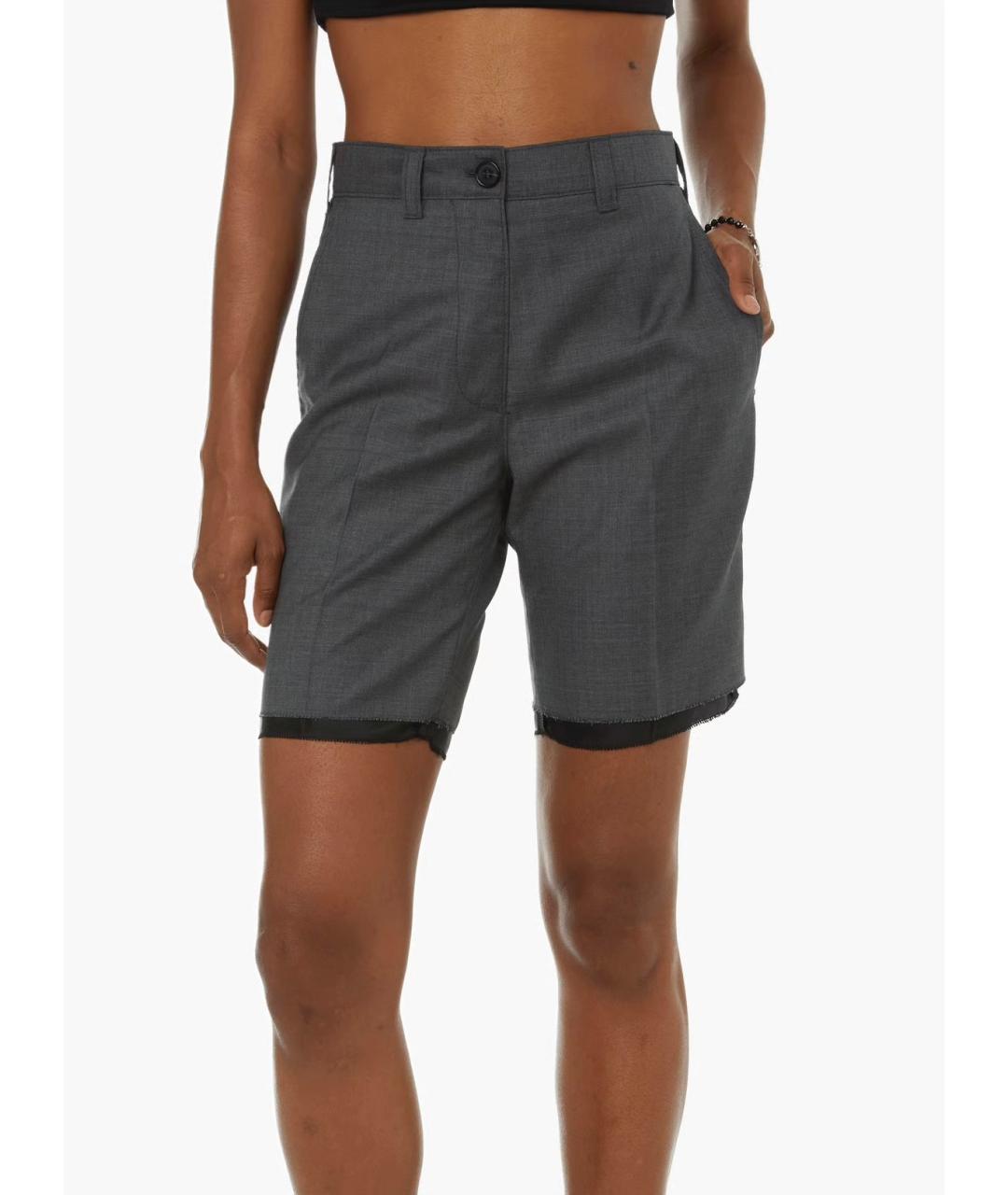 MIU MIU Серые шерстяные шорты, фото 6