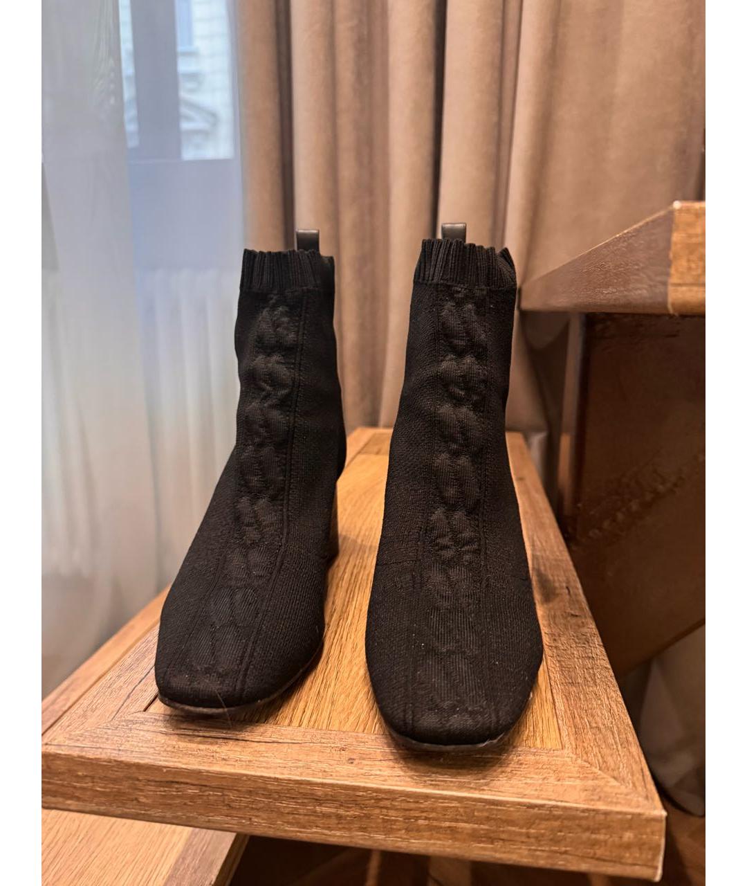 HERMES Черные текстильные ботильоны, фото 2