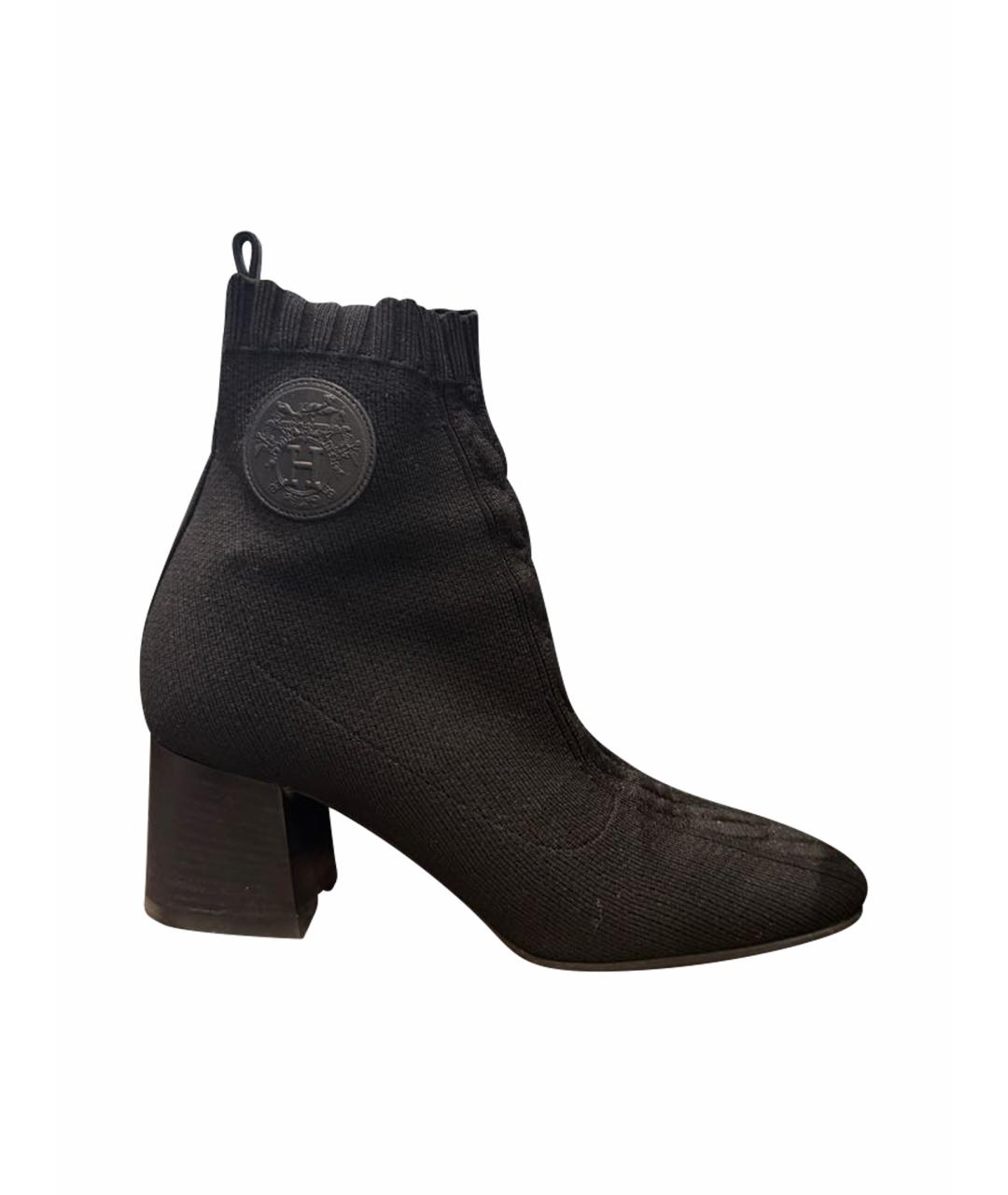 HERMES Черные текстильные ботильоны, фото 1
