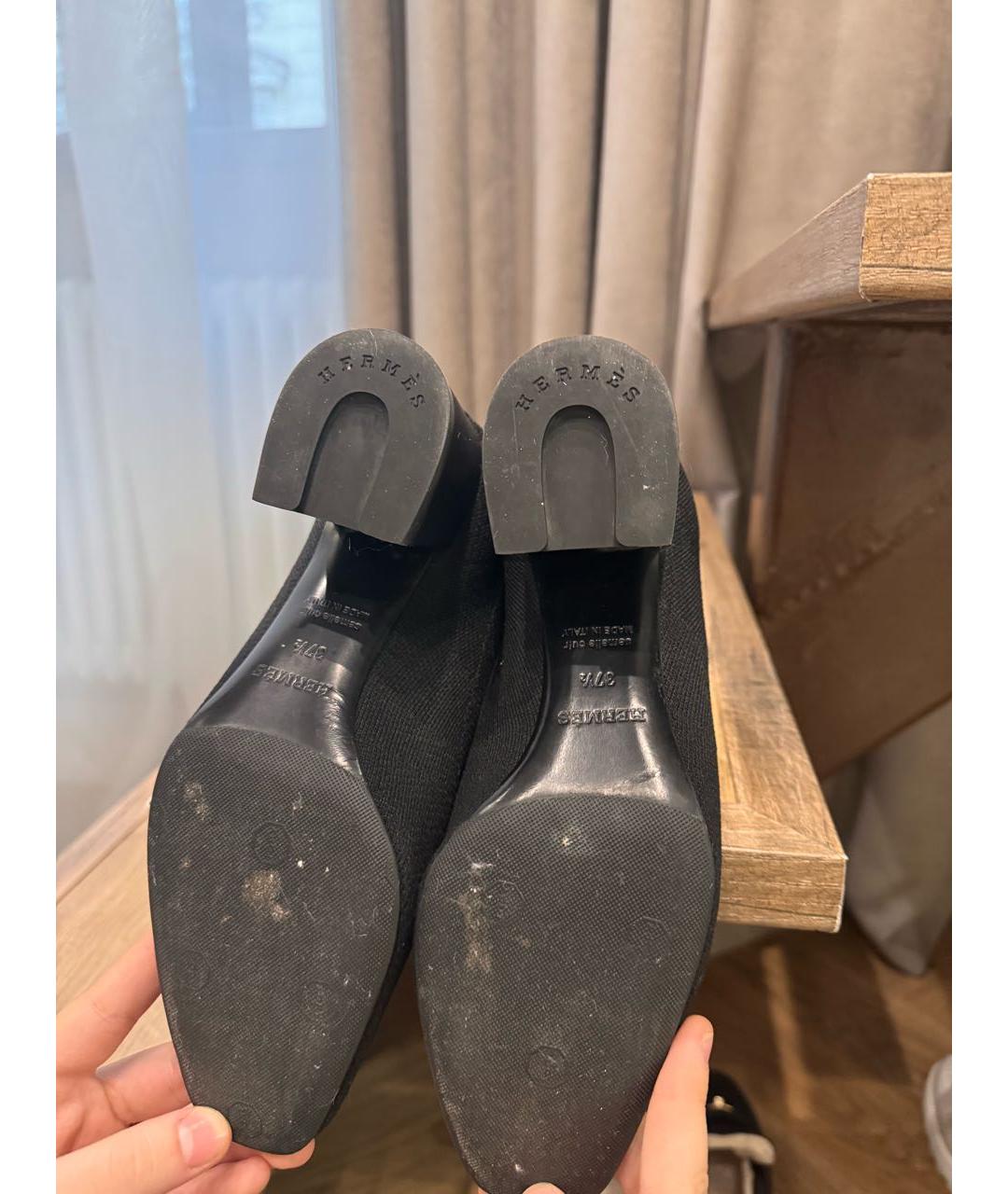 HERMES Черные текстильные ботильоны, фото 4