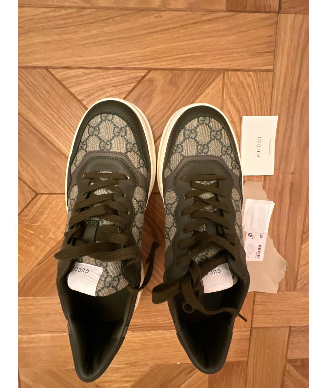 GUCCI Коричневые кожаные низкие кроссовки / кеды, фото 2