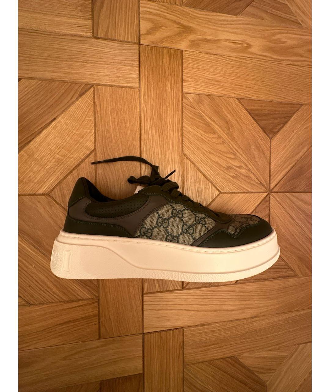 GUCCI Коричневые кожаные низкие кроссовки / кеды, фото 8