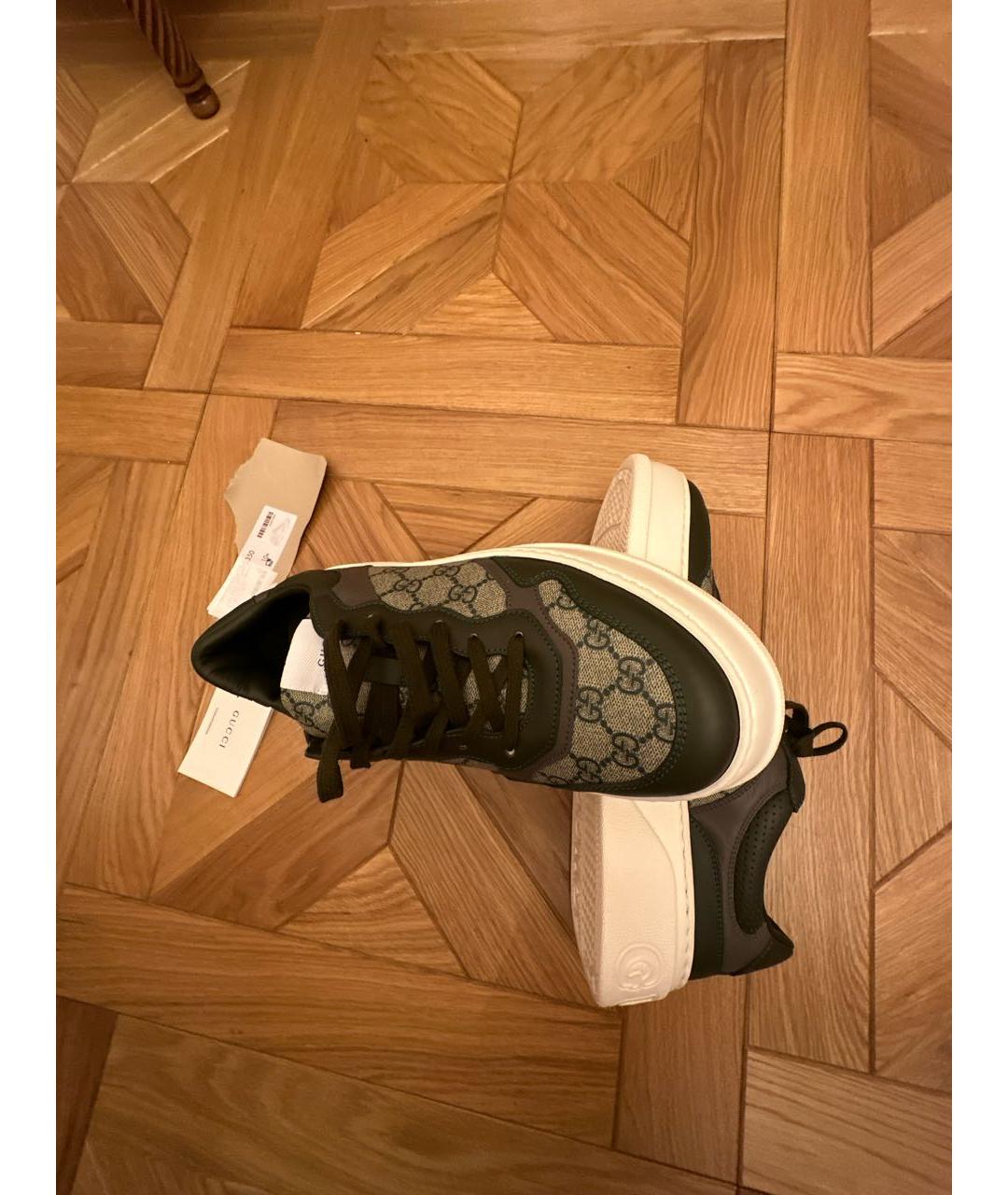 GUCCI Коричневые кожаные низкие кроссовки / кеды, фото 7