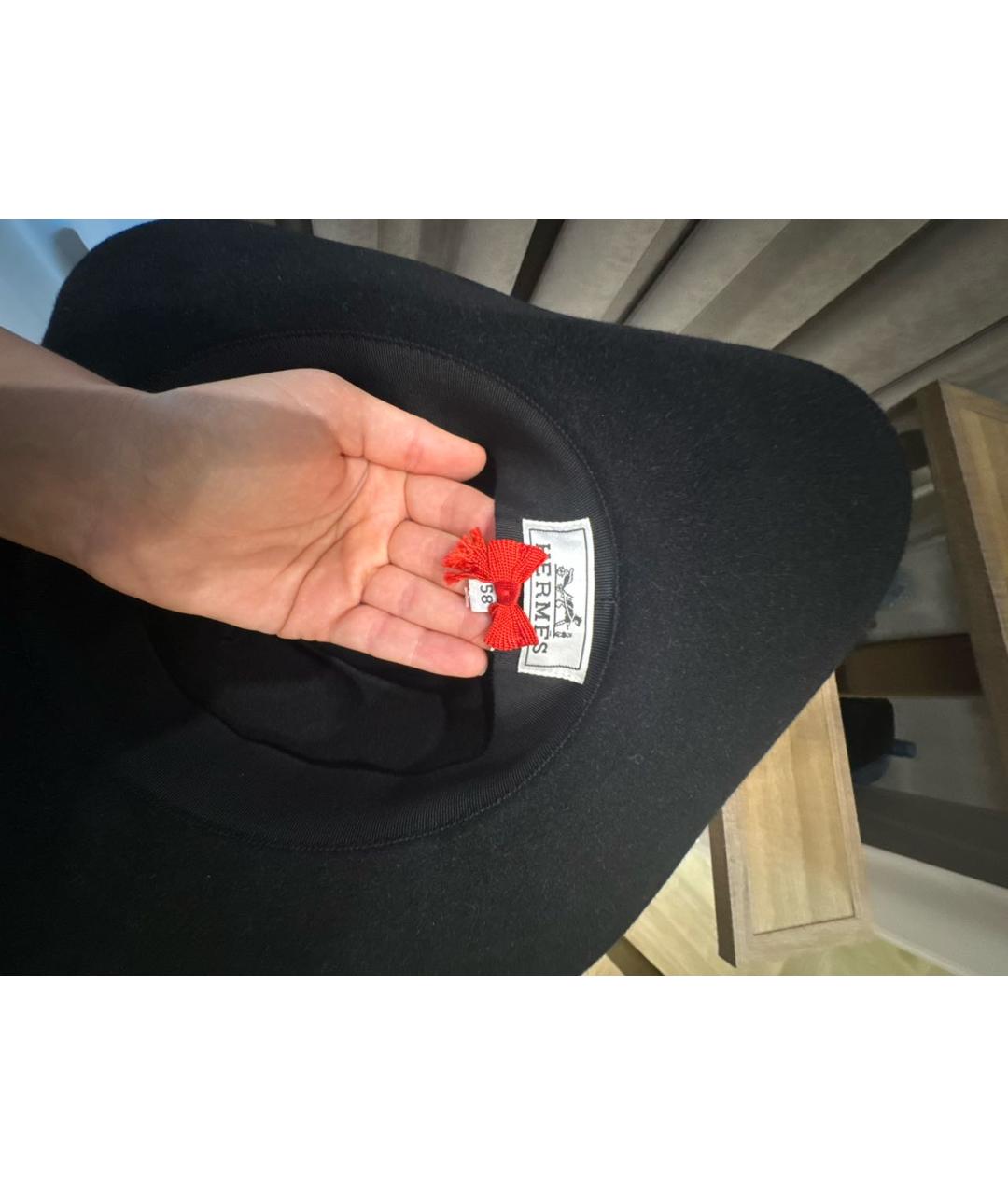 HERMES Черная шерстяная шляпа, фото 6