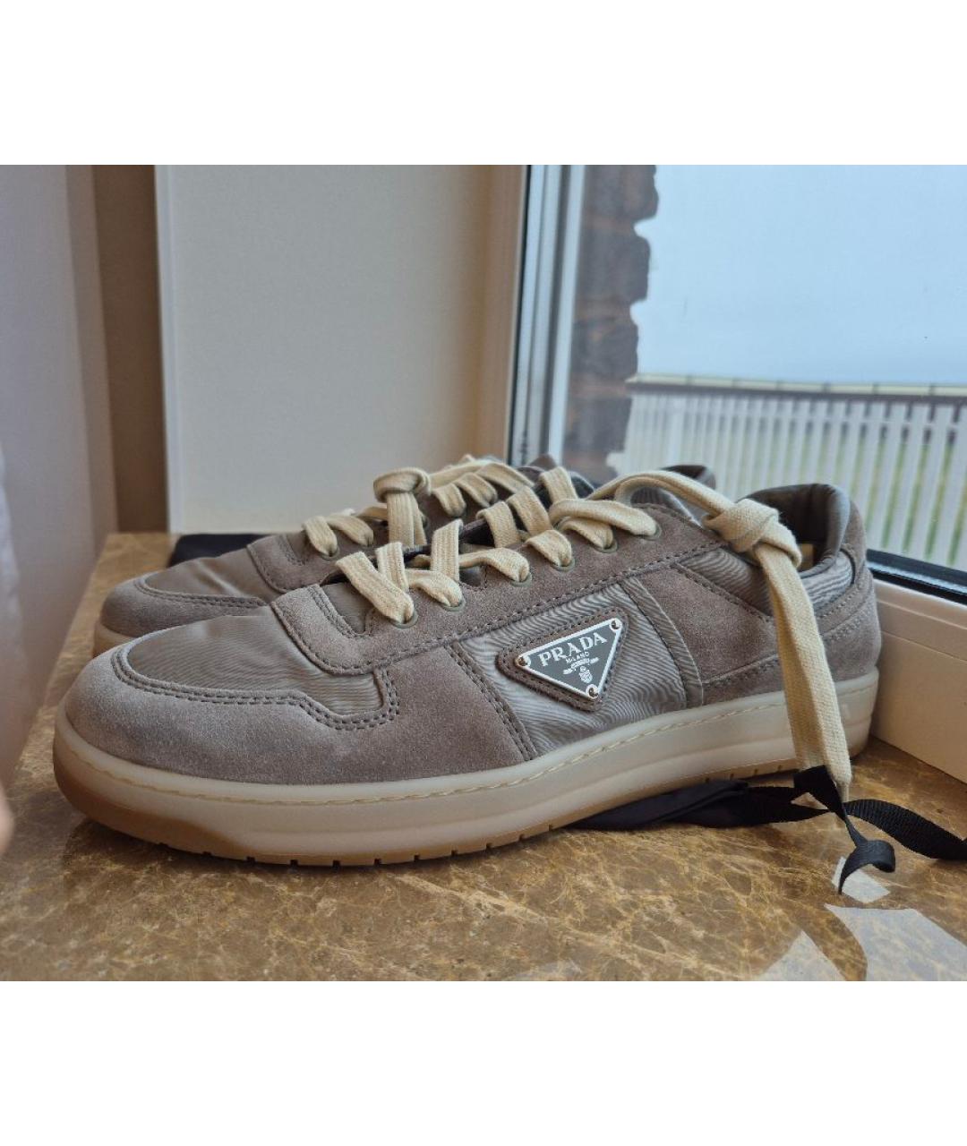 PRADA Серые замшевые низкие кроссовки / кеды, фото 5