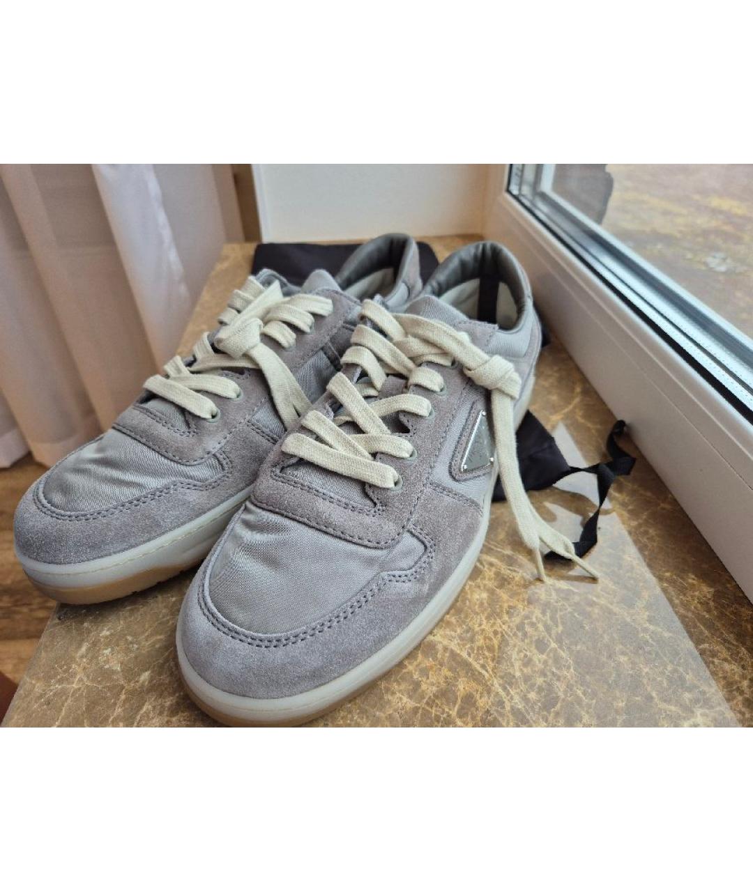 PRADA Серые замшевые низкие кроссовки / кеды, фото 7