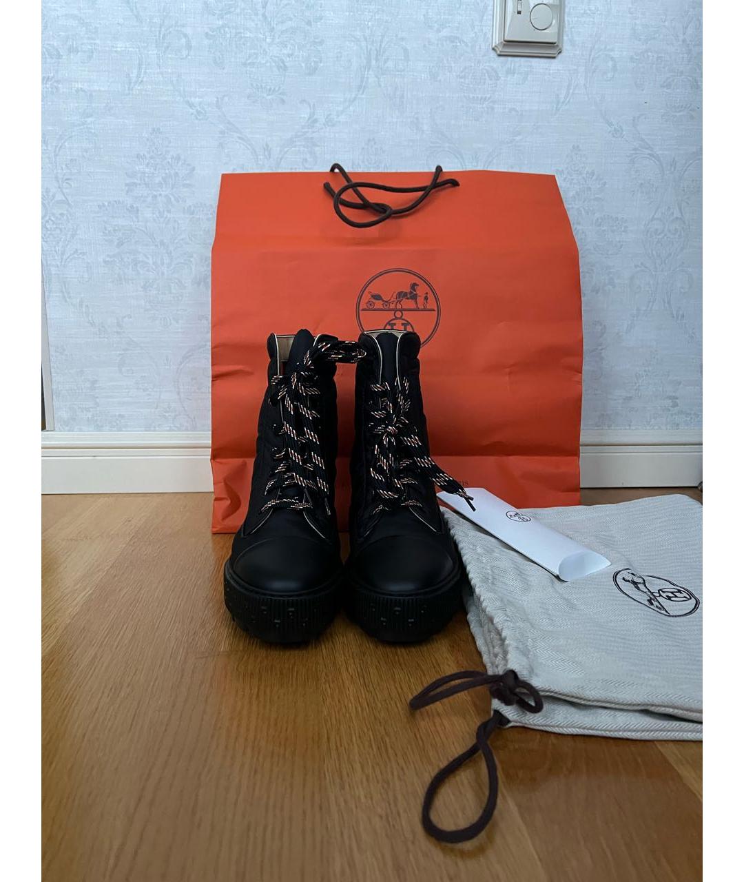 HERMES Черные синтетические ботинки, фото 2