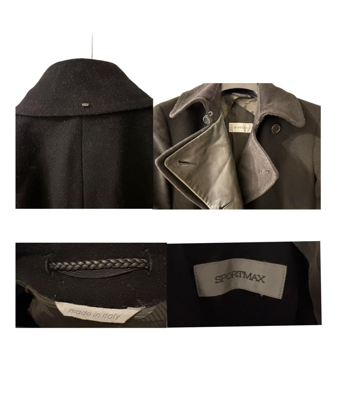 SPORTMAX Черное шерстяное пальто, фото 4