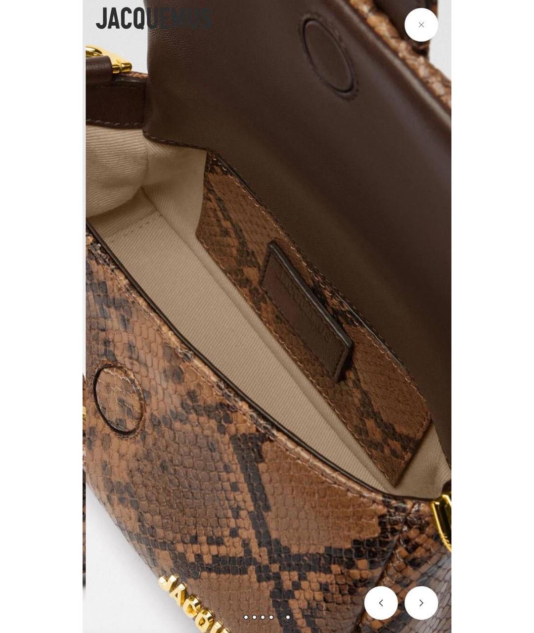 JACQUEMUS Коричневая кожаная сумка через плечо, фото 5