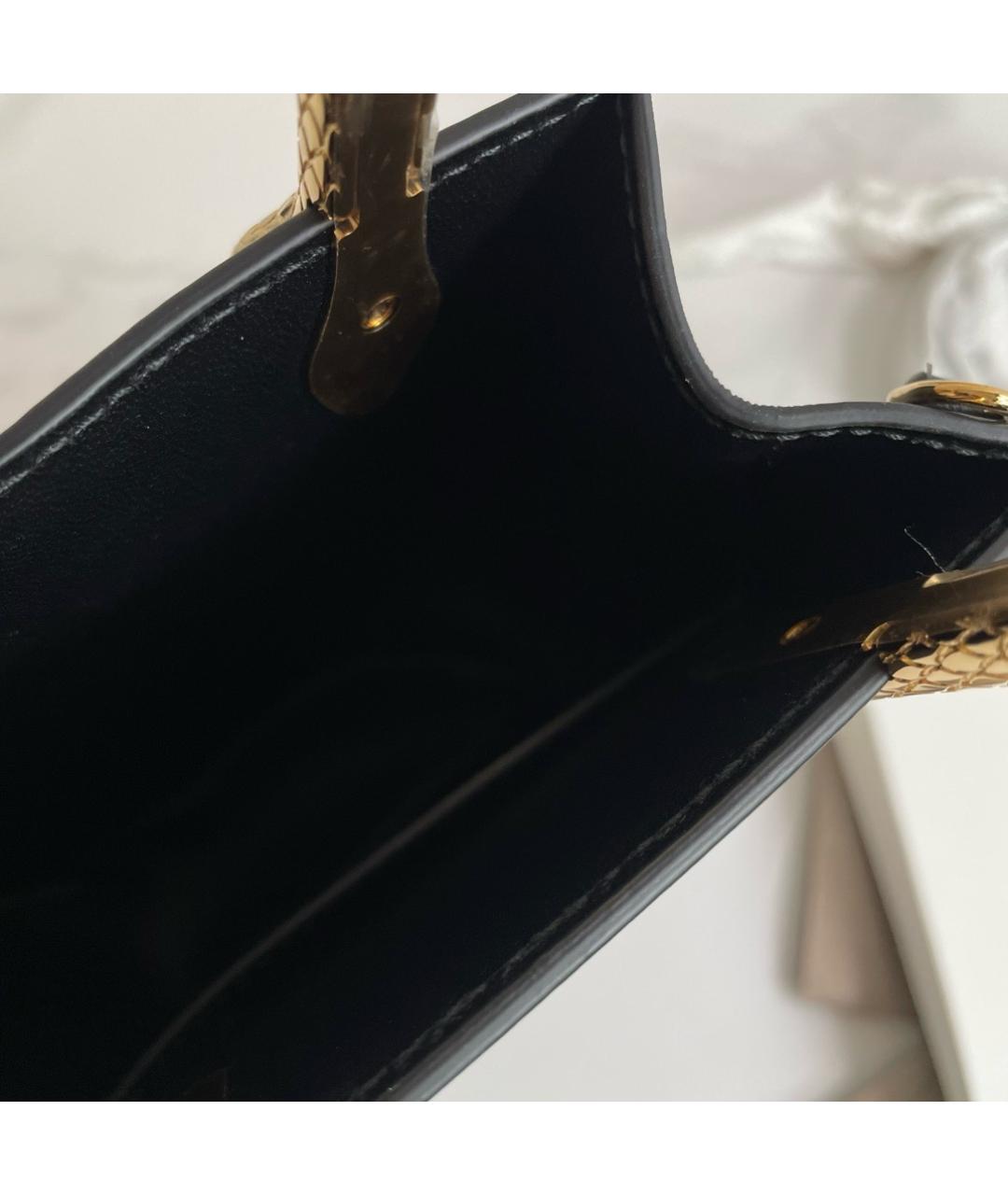 BVLGARI Черная кожаная сумка с короткими ручками, фото 7