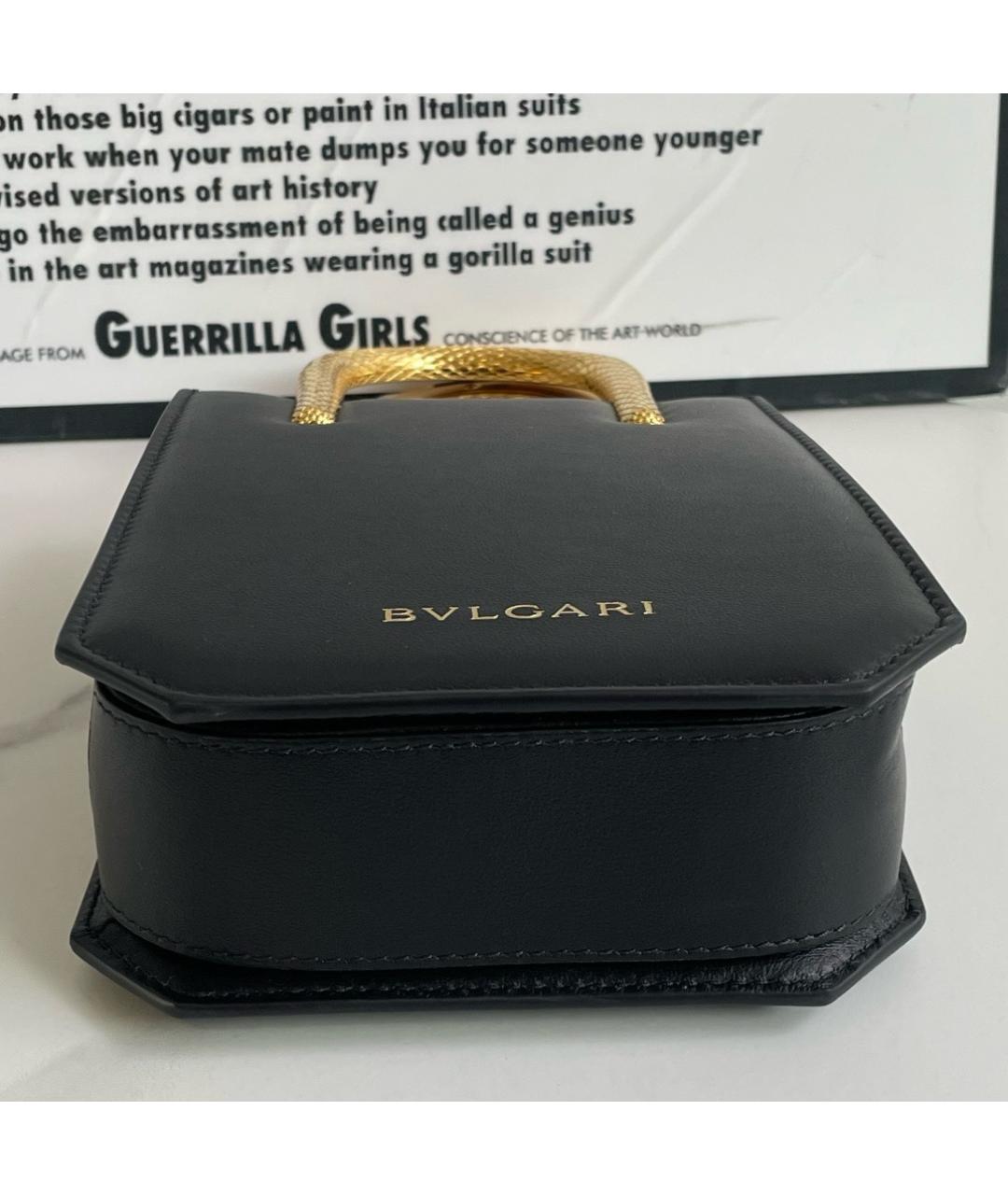 BVLGARI Черная кожаная сумка с короткими ручками, фото 4