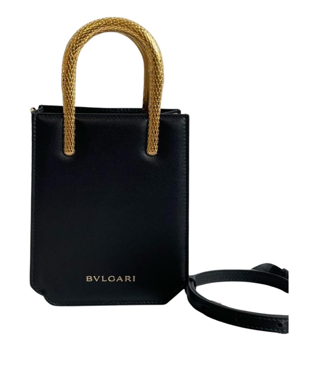 BVLGARI Черная кожаная сумка с короткими ручками, фото 1