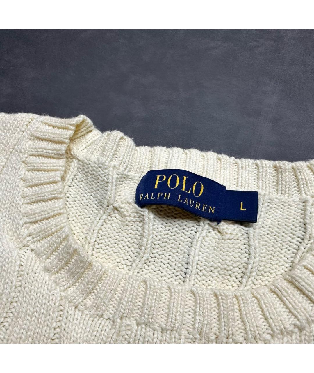 POLO RALPH LAUREN Бежевый хлопковый джемпер / свитер, фото 4