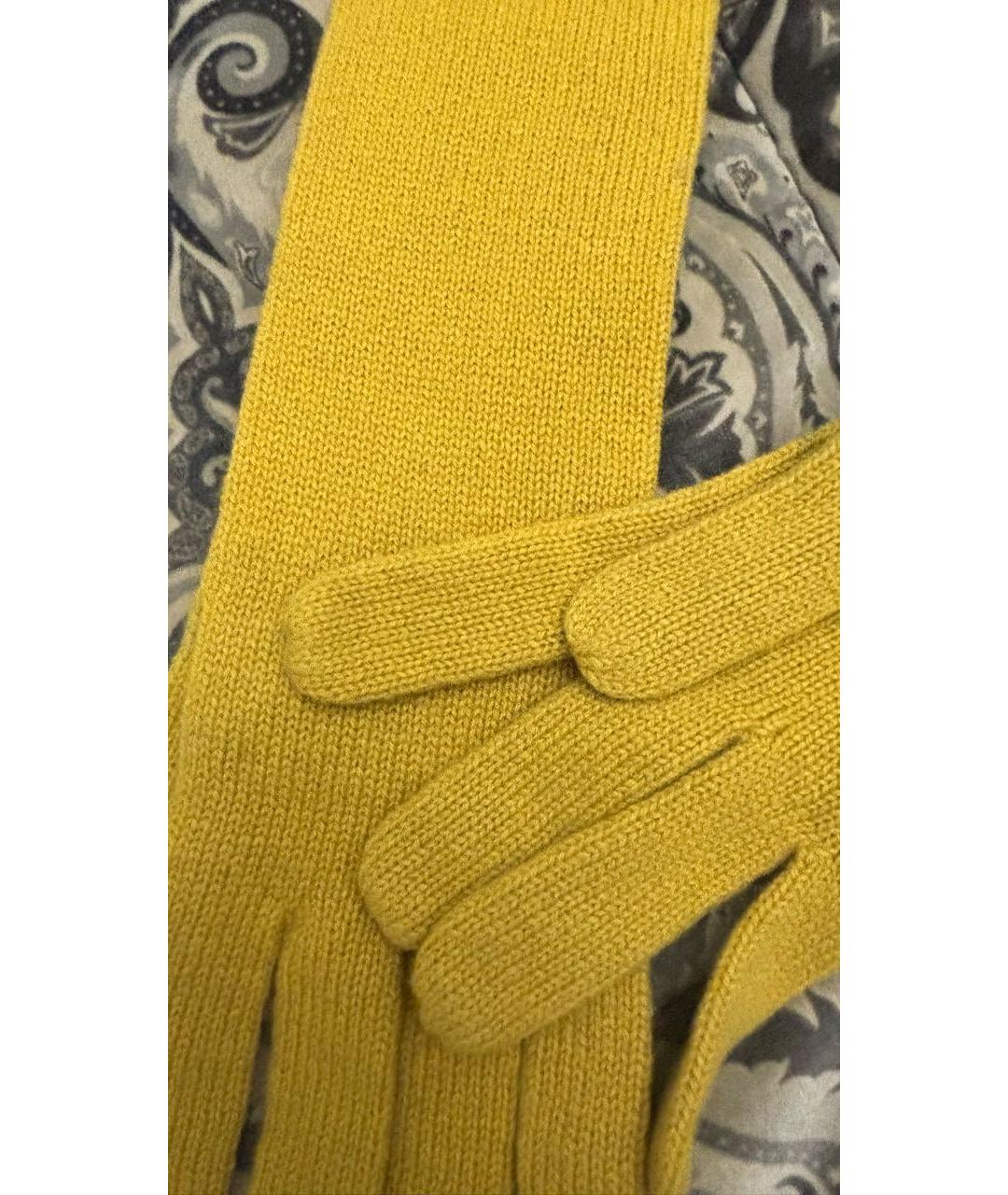 ETRO Желтые шерстяные перчатки, фото 2