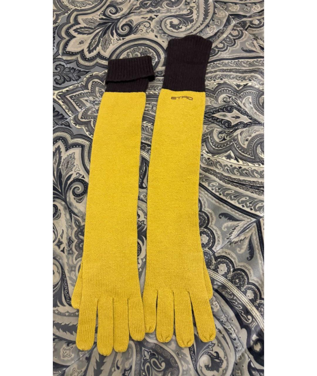 ETRO Желтые шерстяные перчатки, фото 5