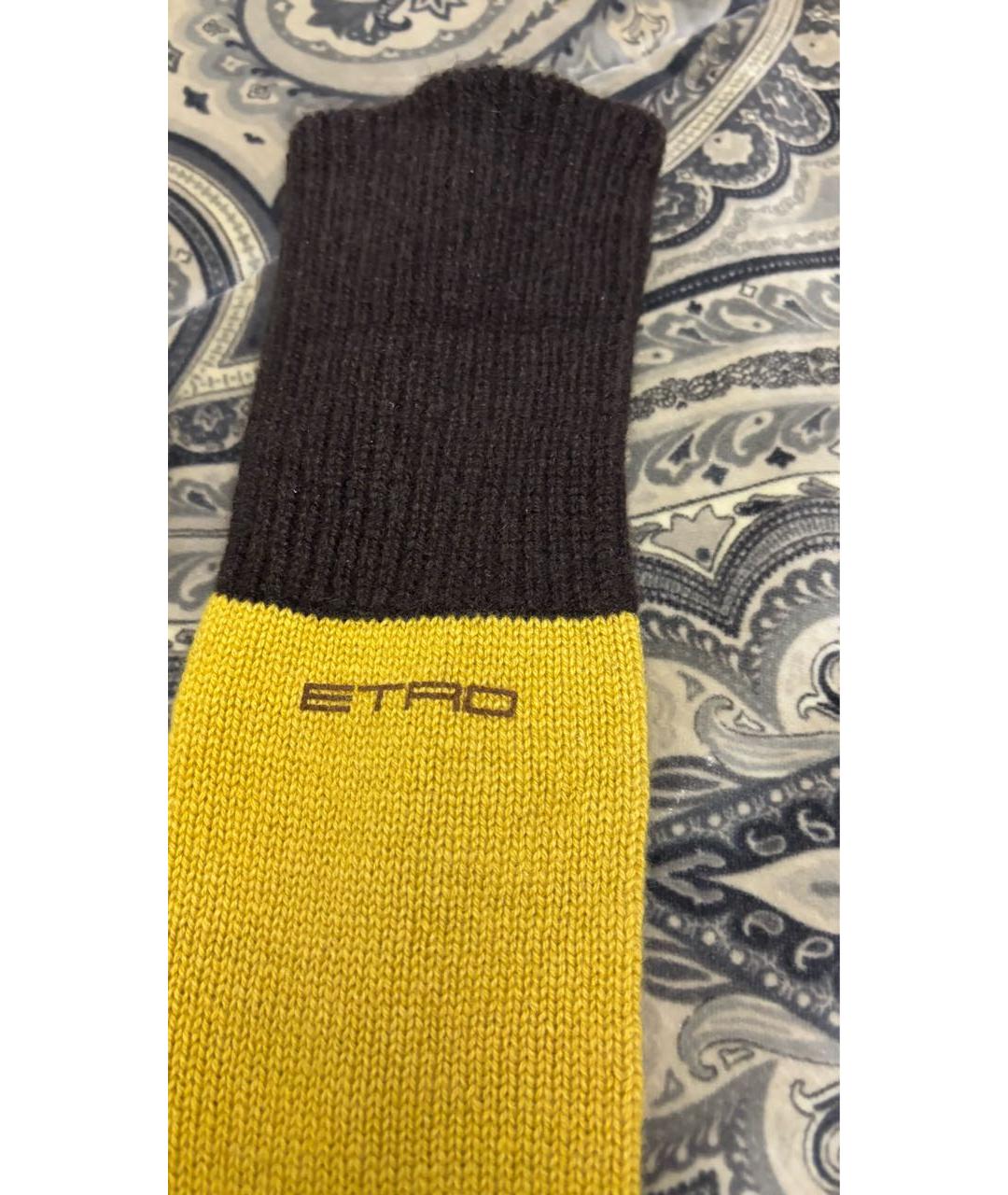 ETRO Желтые шерстяные перчатки, фото 3