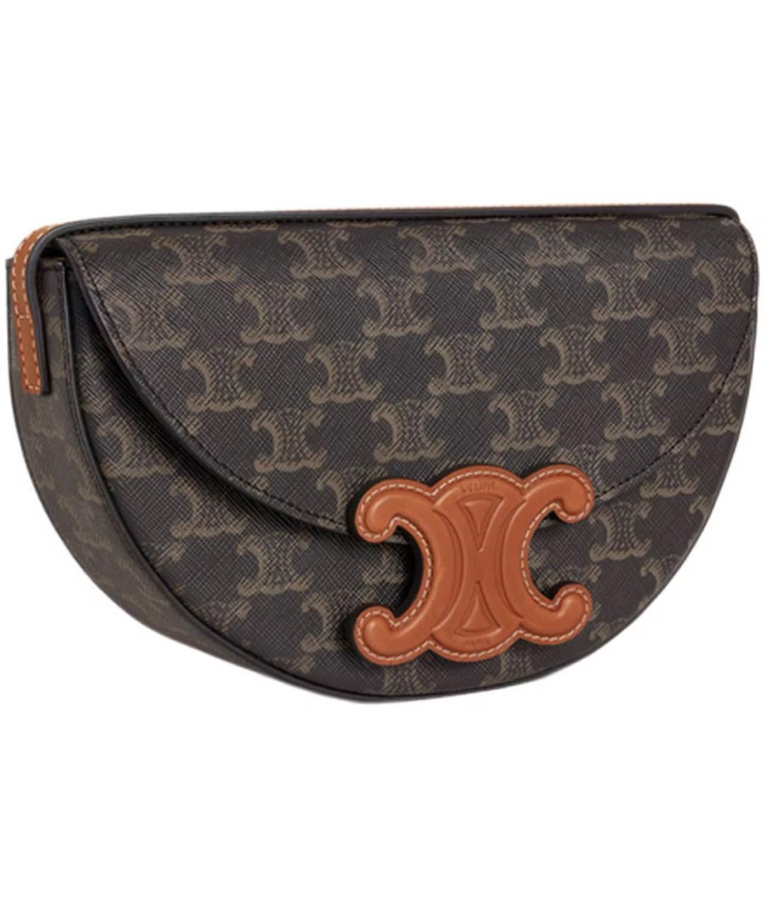 CELINE Коричневая кожаная сумка через плечо, фото 2