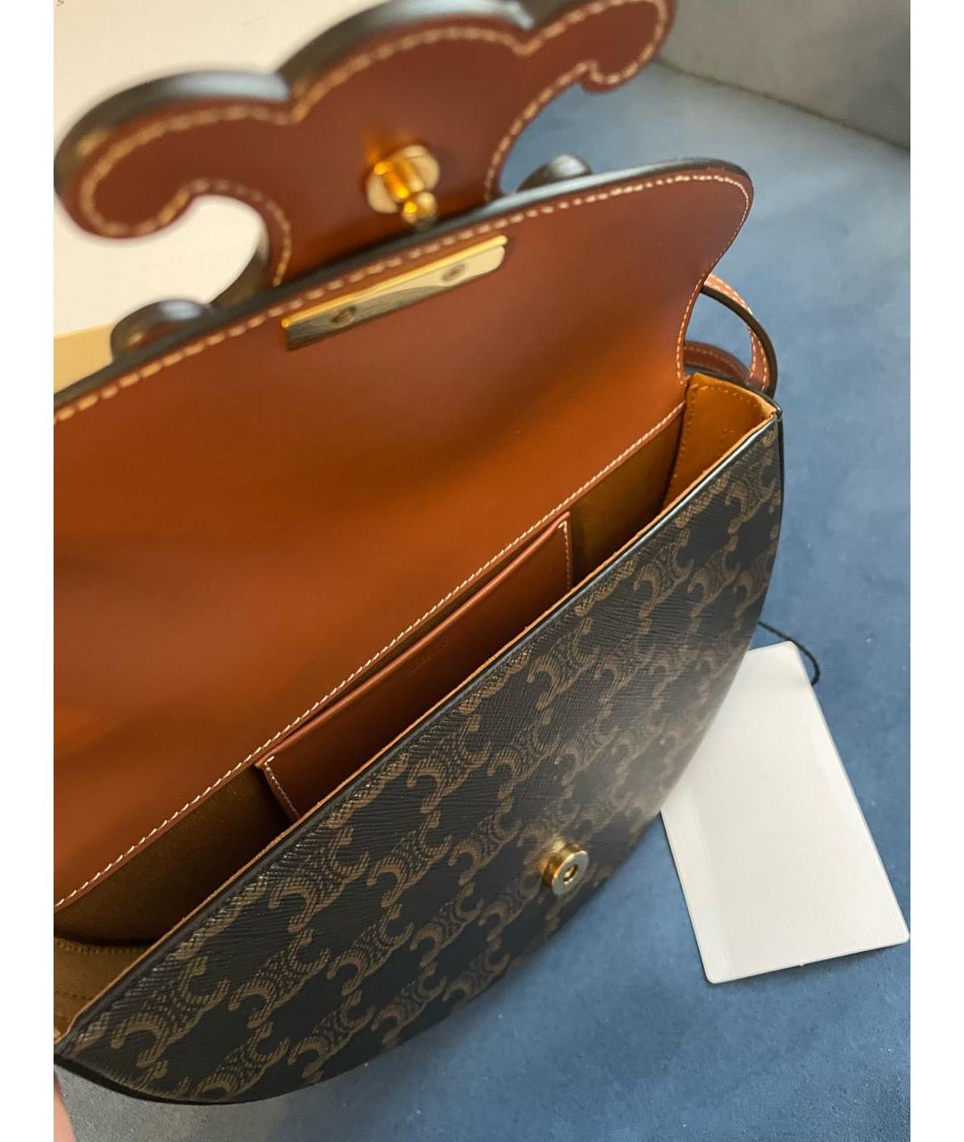 CELINE Коричневая кожаная сумка через плечо, фото 4