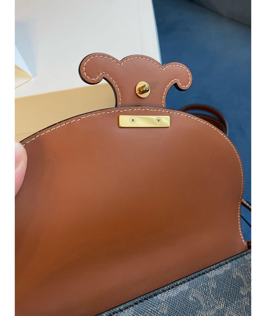 CELINE Коричневая кожаная сумка через плечо, фото 7