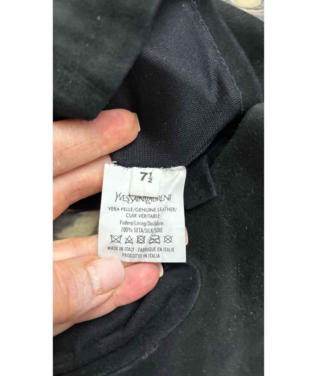 SAINT LAURENT Черные перчатки, фото 3