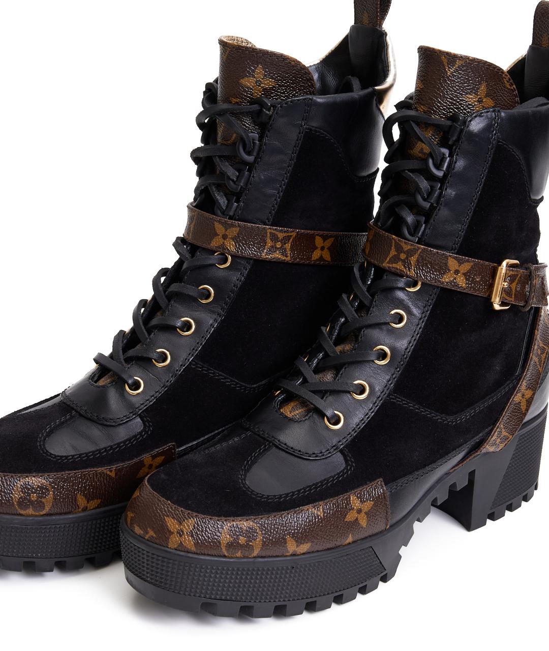 LOUIS VUITTON Черные кожаные ботильоны, фото 5