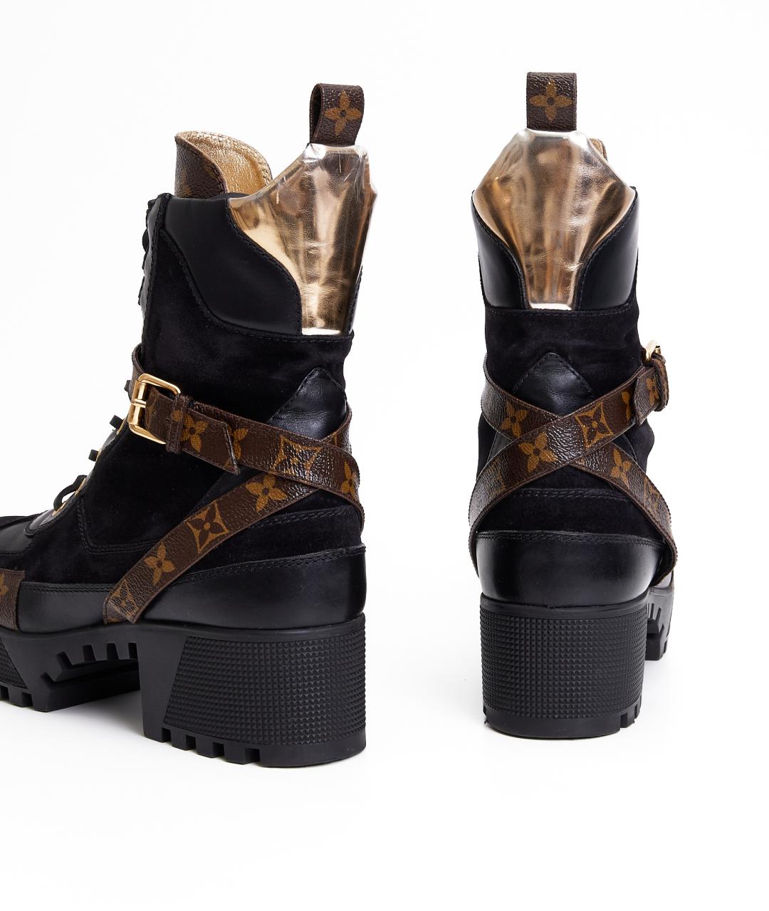 LOUIS VUITTON Черные кожаные ботильоны, фото 4