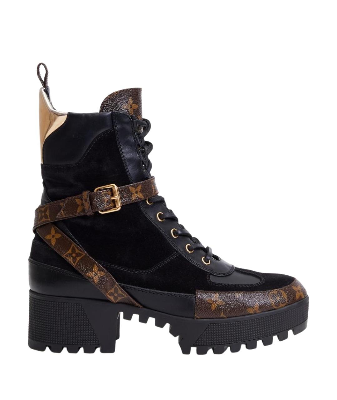 LOUIS VUITTON Черные кожаные ботильоны, фото 1