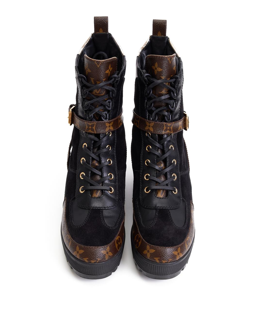 LOUIS VUITTON Черные кожаные ботильоны, фото 6