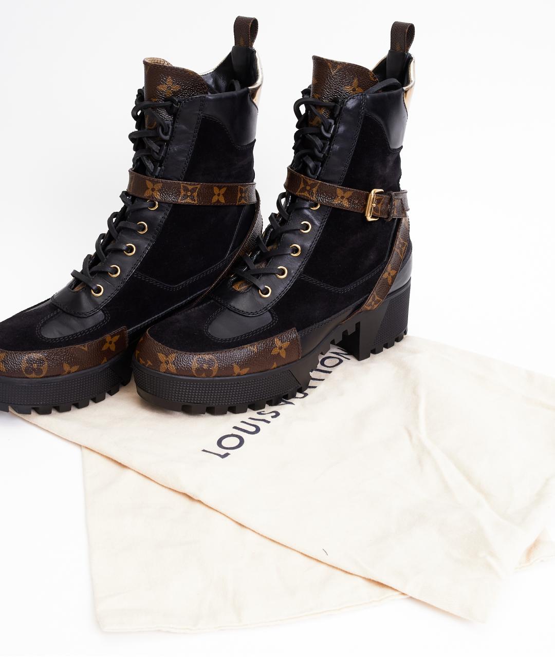 LOUIS VUITTON Черные кожаные ботильоны, фото 8